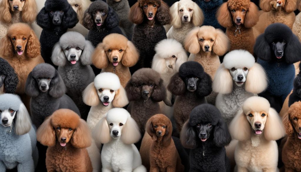Poodle in various coat colors