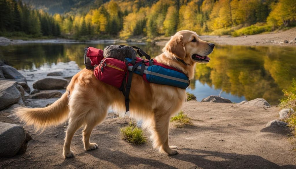 dog carrying backpack