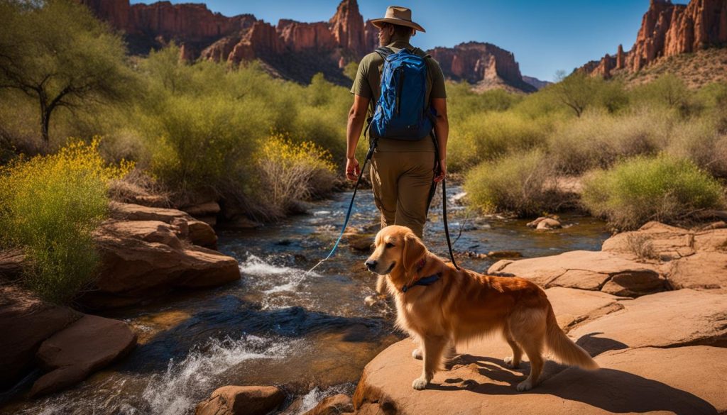 dog hiking in Arizona wilderness