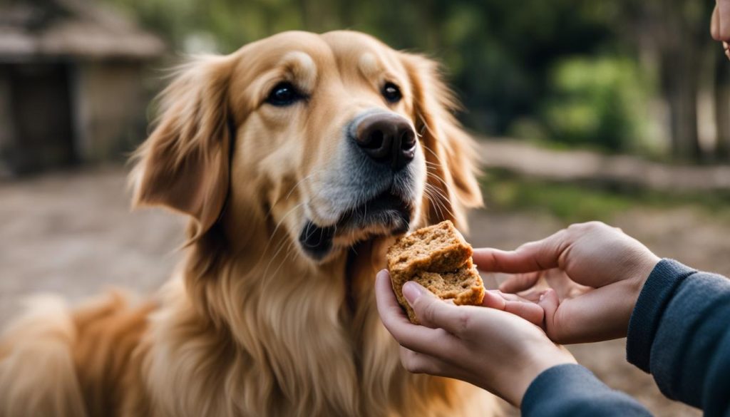 dog taking treat gently
