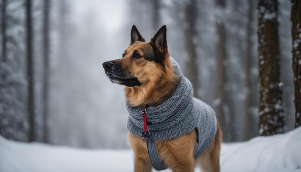 dog walking in winter