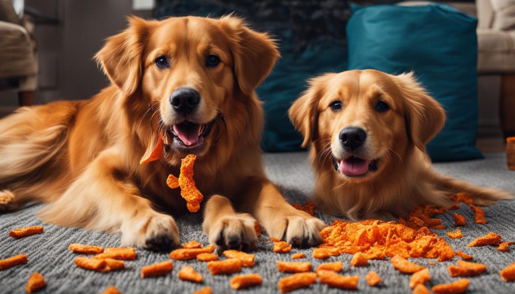 dogs eating hot cheetos