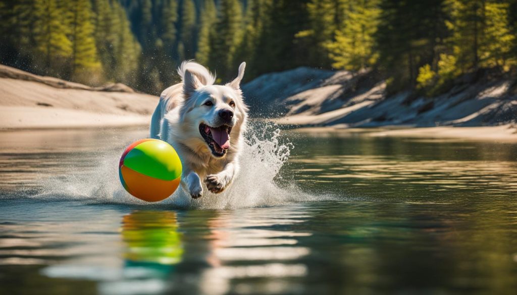 high-energy dog swimming