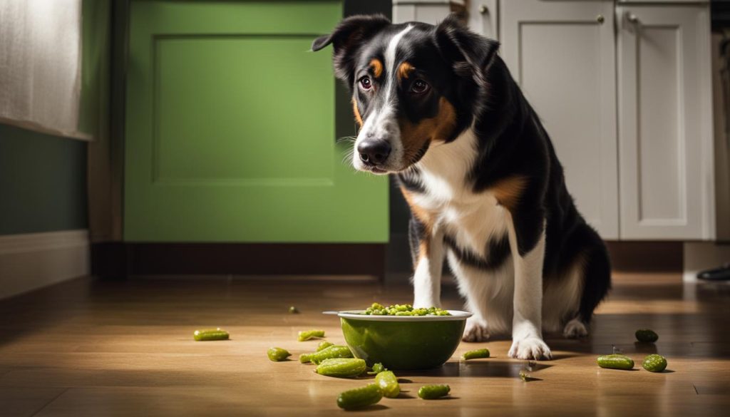 Accidental ingestion of pickles by dogs