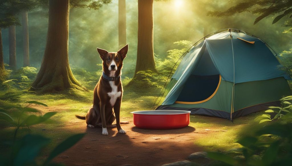 Dog in a shaded camping area