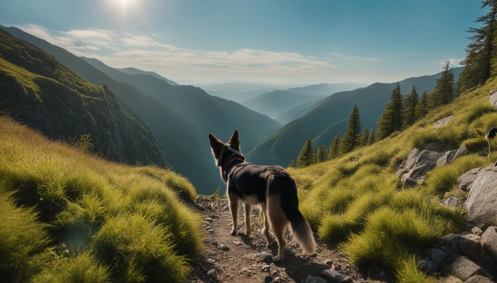 Hiking with Dog in Mountains