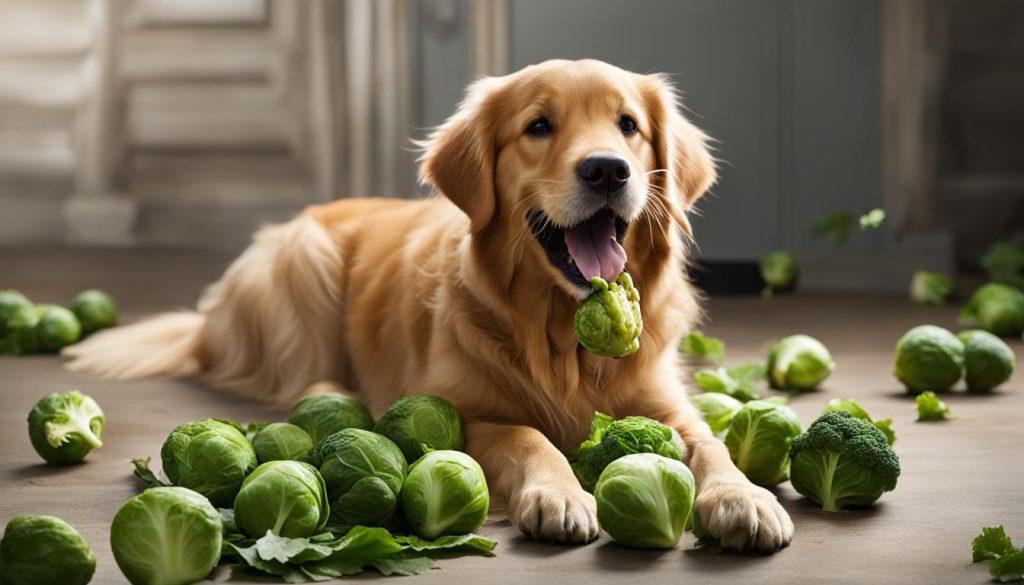 dog eating brussels sprouts
