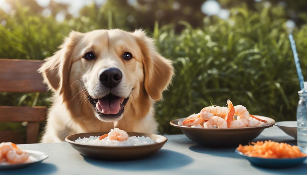dog eating shrimp