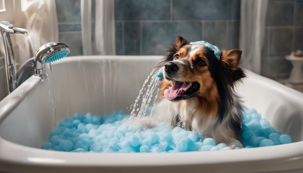 dog getting bath