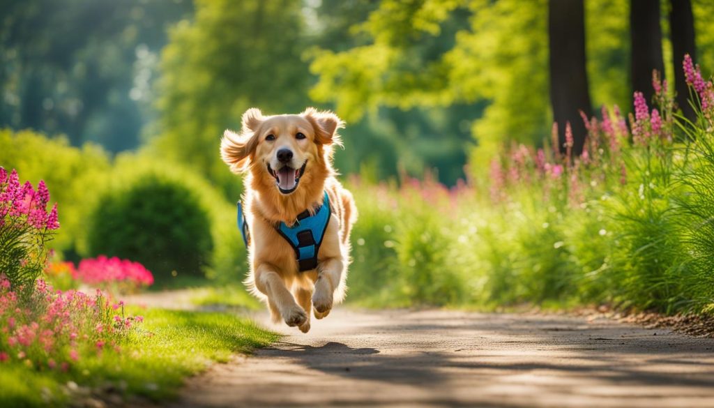 dog running in a sunny park