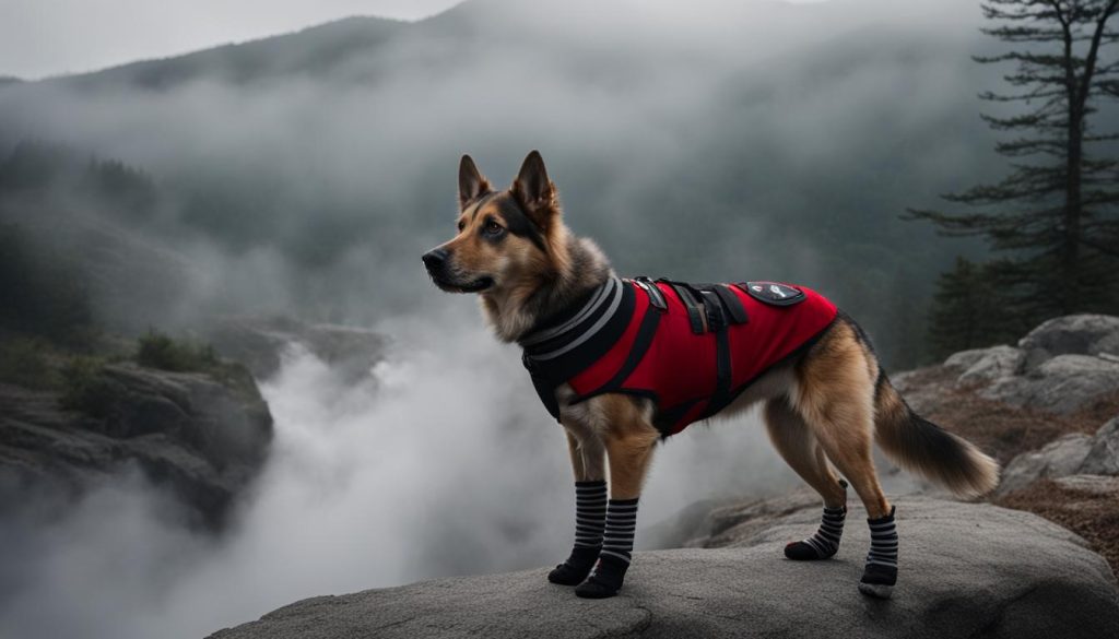 dog wearing socks