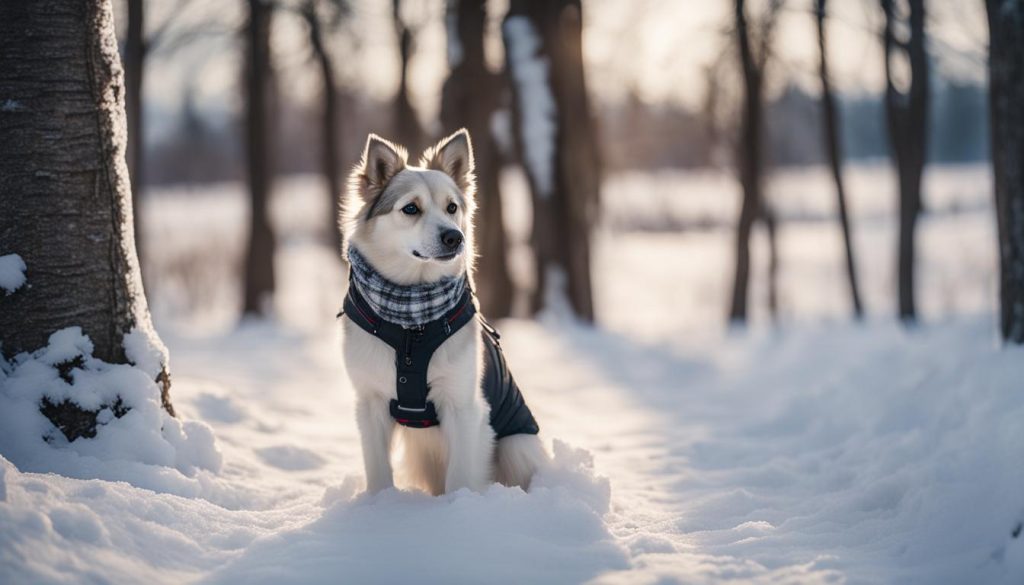 dog wearing winter boots