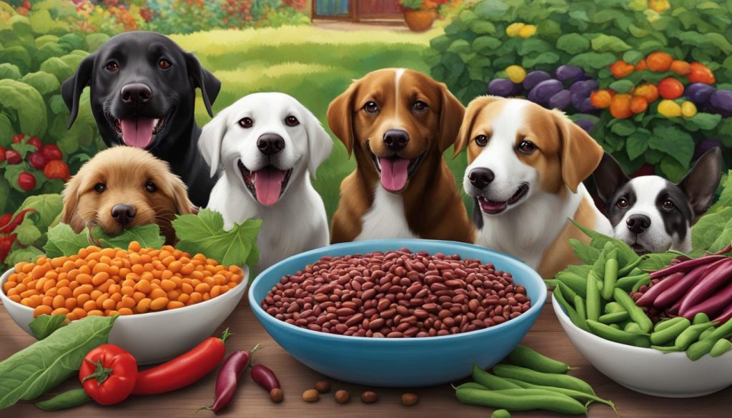 dogs eating beans