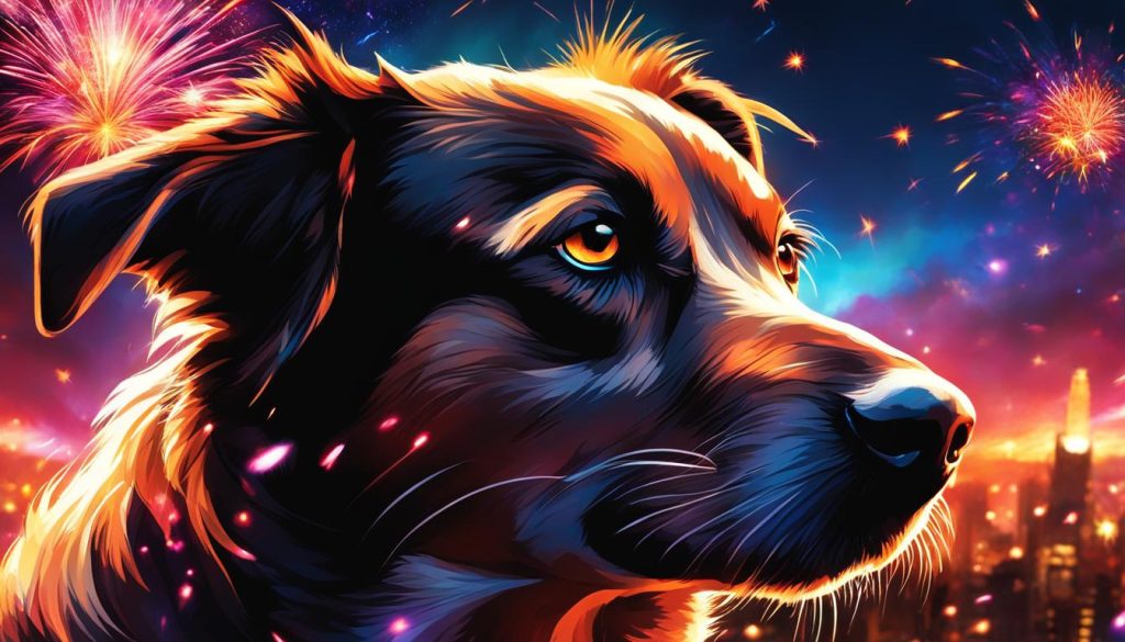 fireworks and dog