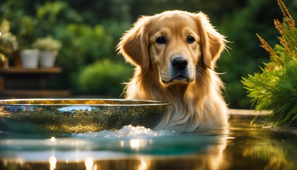 golden retriever drinking water