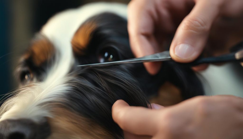 grooming dog's whiskers