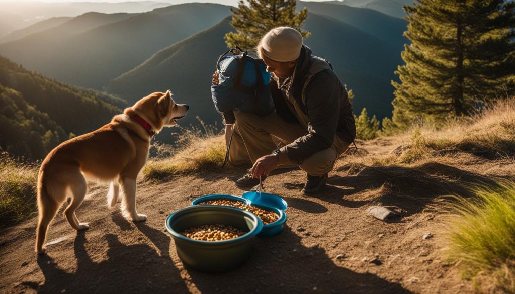 hiking with dog food and water