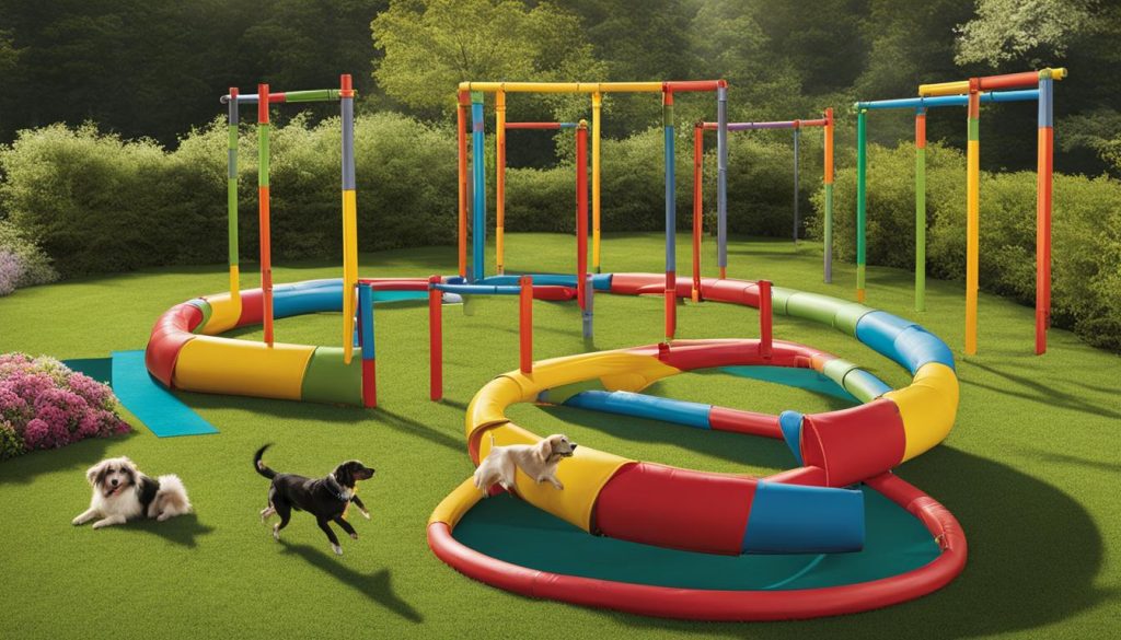 setting up an agility course for dogs