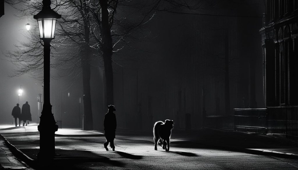 stay alert while walking dogs at night