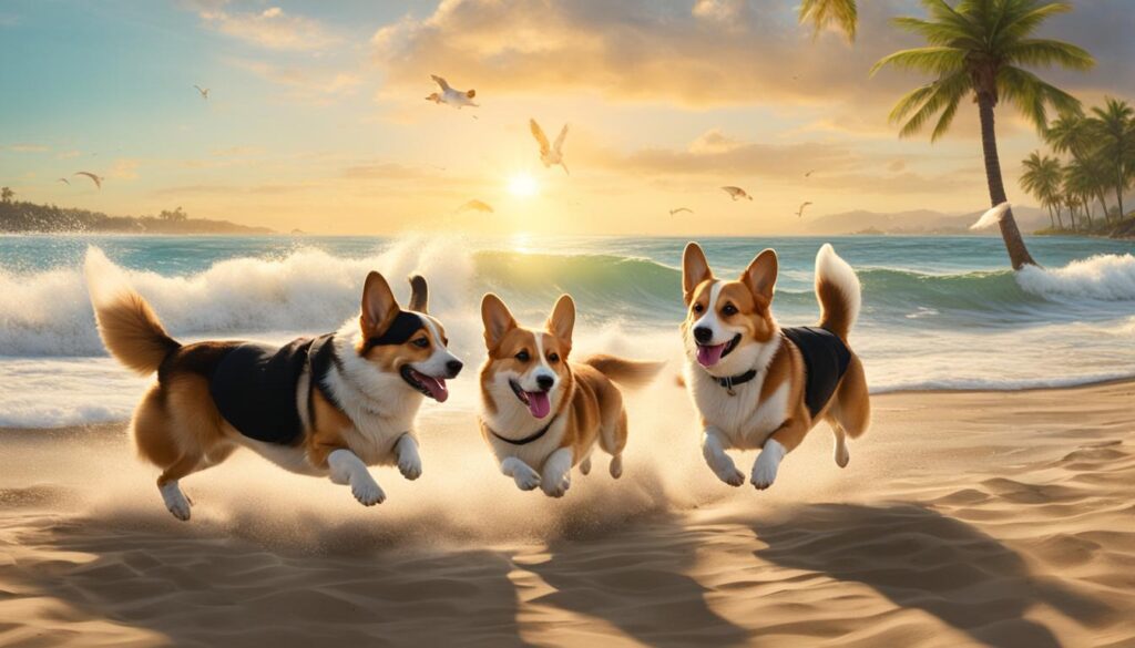 Corgi Beach Day