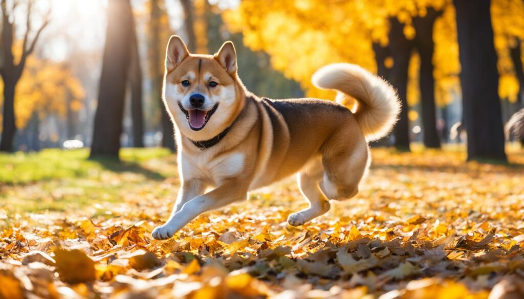 Shiba Inu with a curled tail