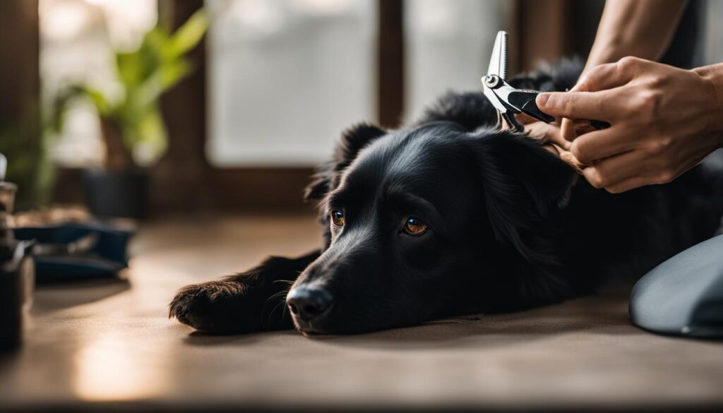 Successful black dog nail trimming