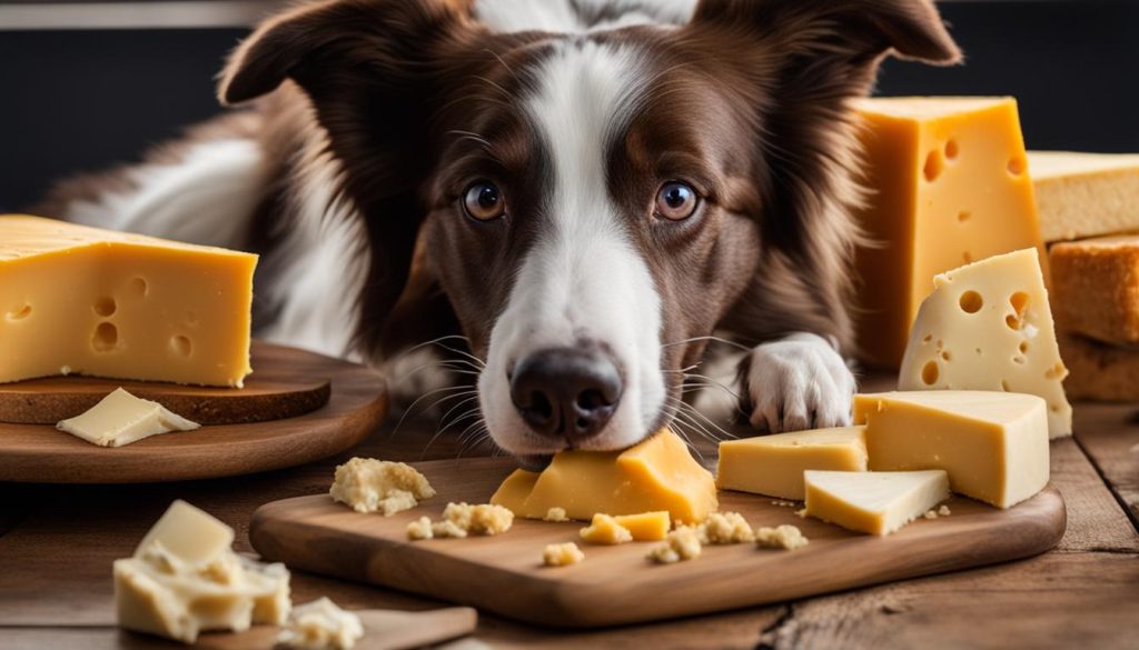 dog eating cheese