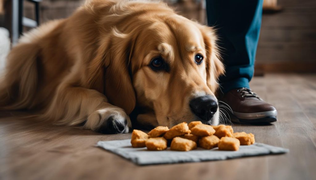 dog eating chicken nuggets