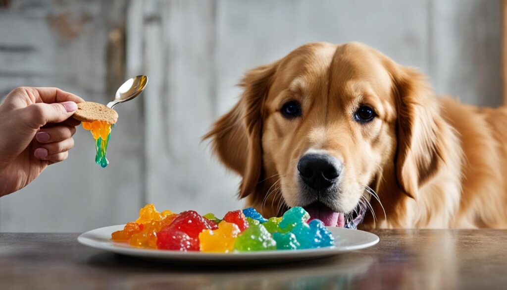 dog eating jelly