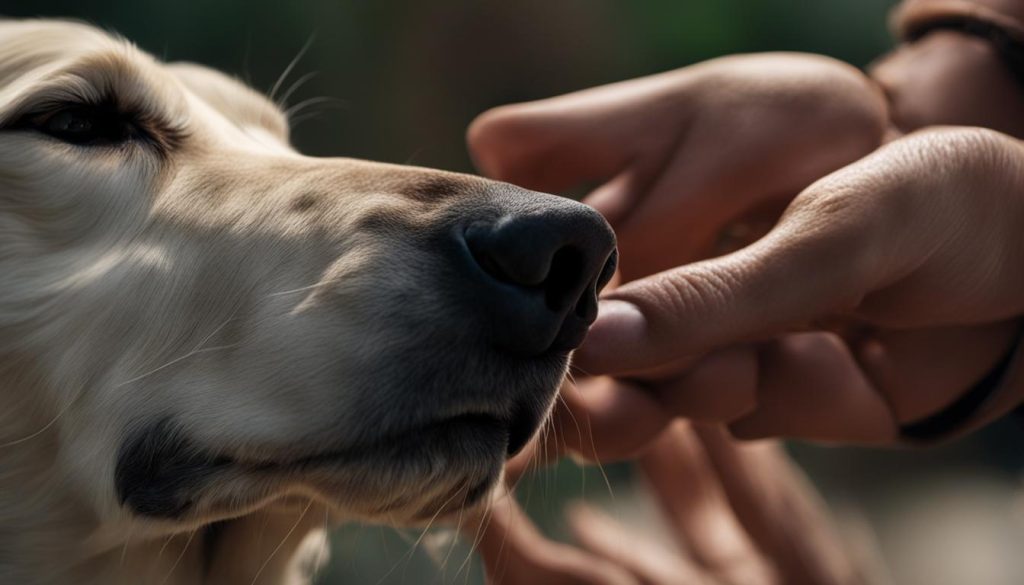 dog licking out of curiosity