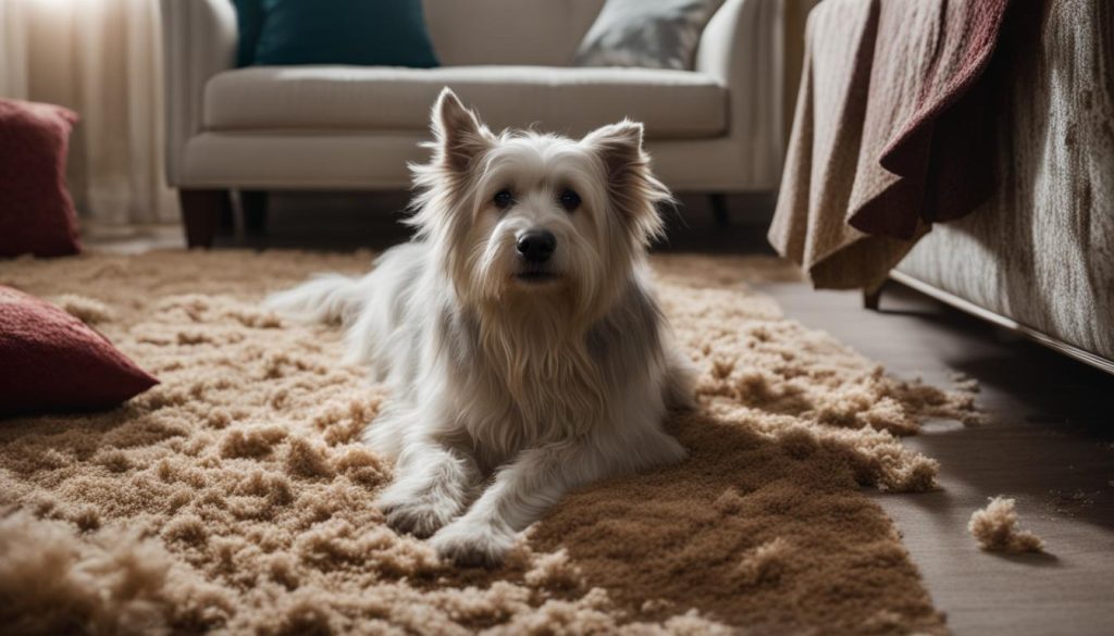 dog scratching carpet