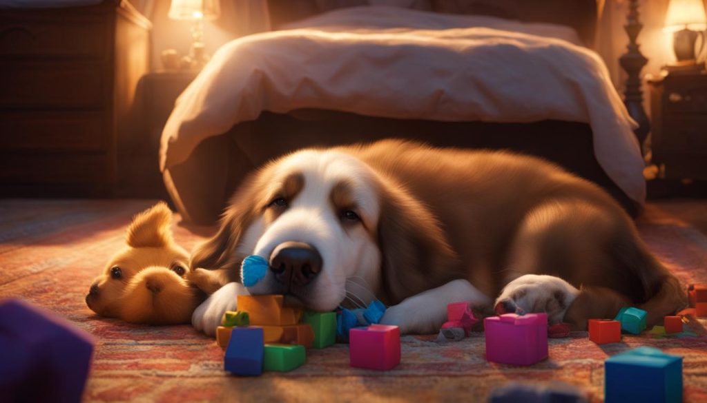 dog sleeping under the bed