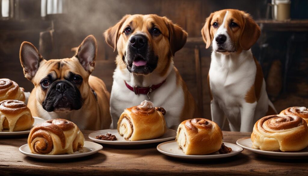 dogs and cinnamon rolls