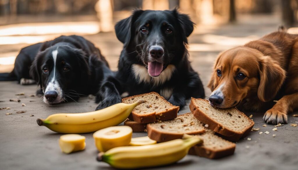 dogs eating banana bread