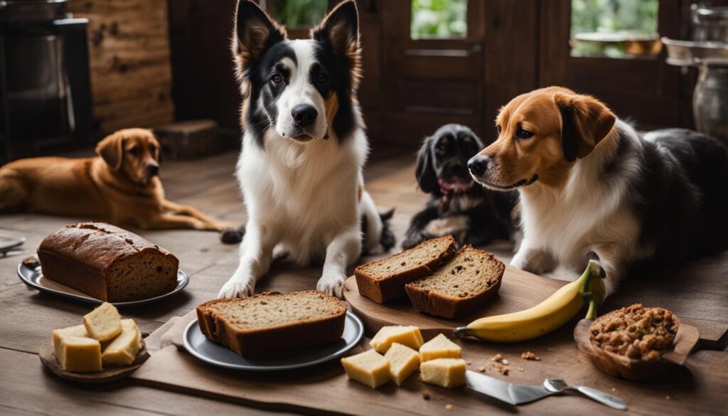 dogs eating banana bread