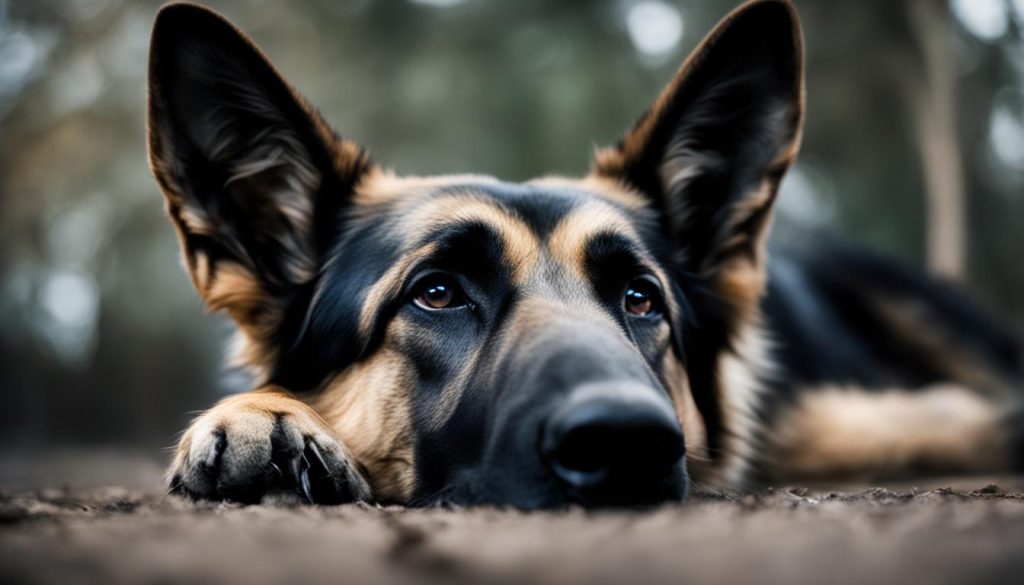 german shepherd seeking comfort