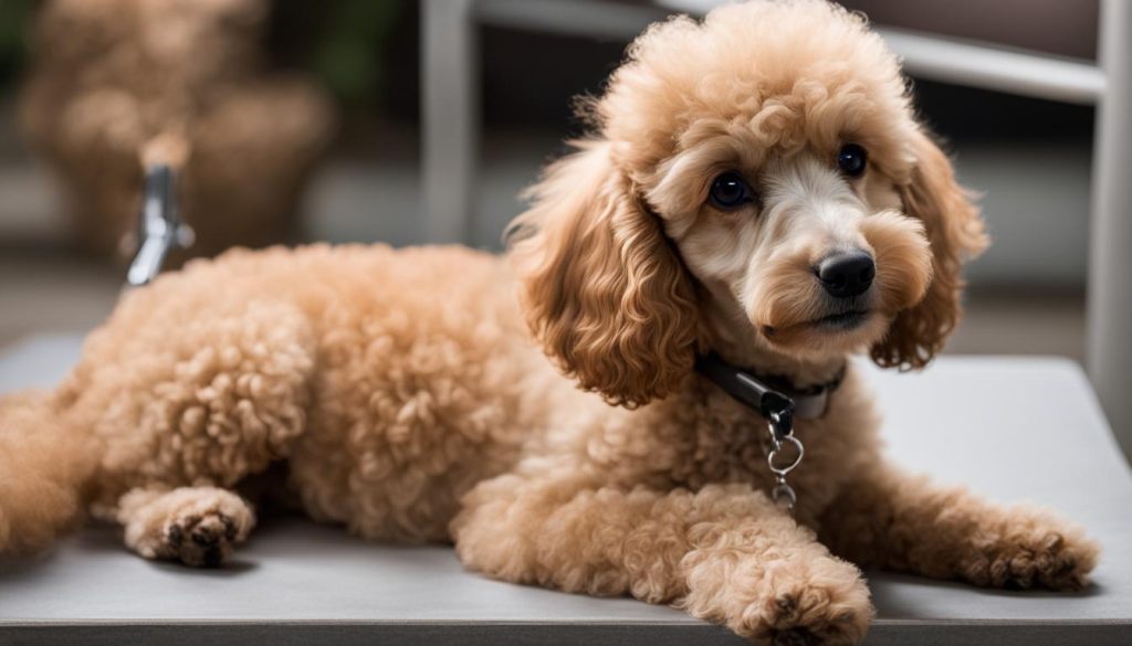 grooming a poodle puppy